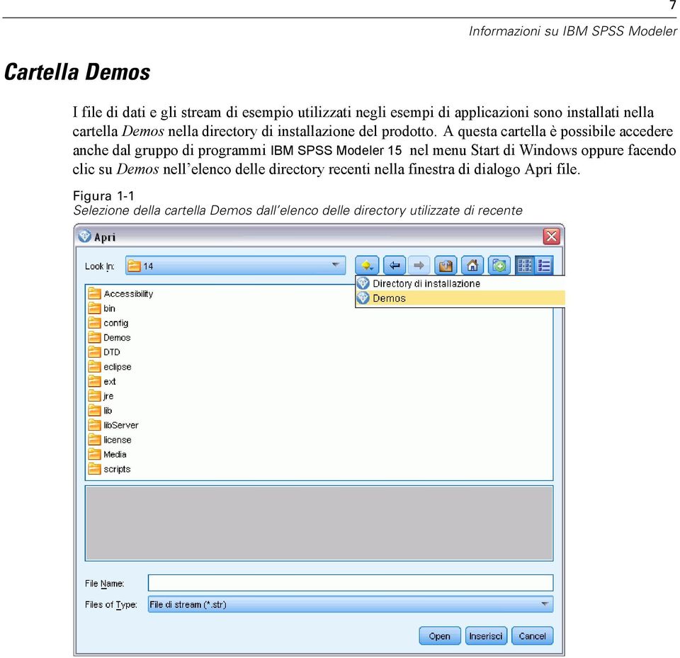 A questa cartella è possibile accedere anche dal gruppo di programmi IBM SPSS Modeler 15 nel menu Start di Windows oppure facendo