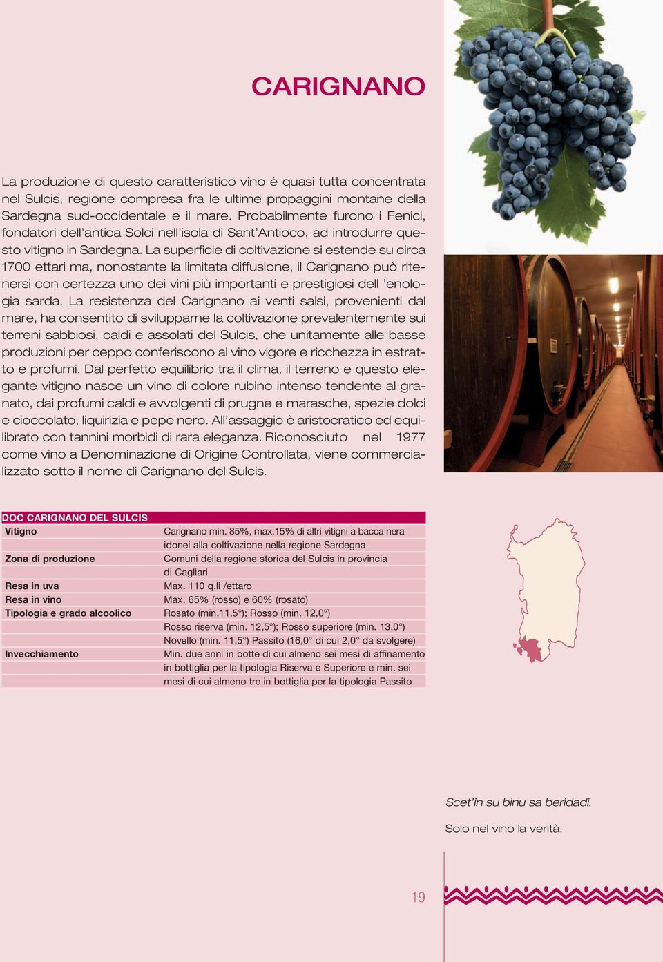 La superficie di coltivazione si estende su circa 1700 ettari ma, nonostante la limitata diffusione, il Carignano può ritenersi con certezza uno dei vini più importanti e prestigiosi dell enologia