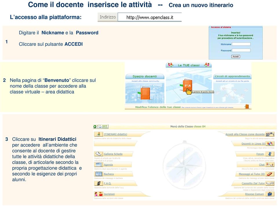 virtuale area didattica 3 Cliccare su Itinerari Didattici per accedere all ambiente che consente al docente di gestire tutte