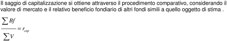 di mercato e il relativo beeficio fodiario di