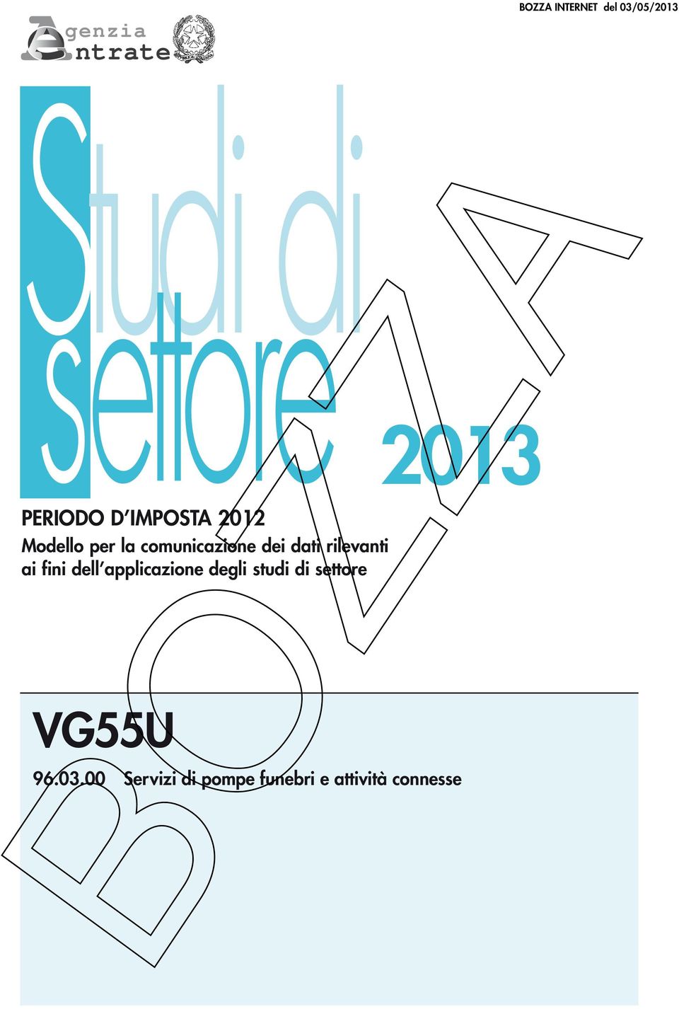 applicazione degli studi di settore 2013 VG55U 96.