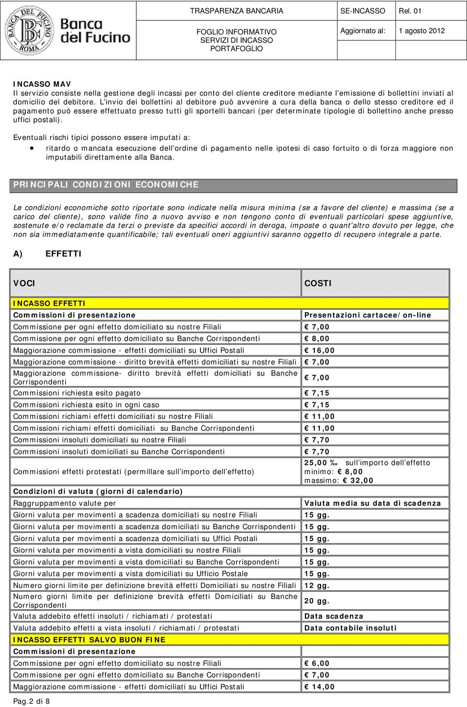 bollettino anche presso uffici postali).