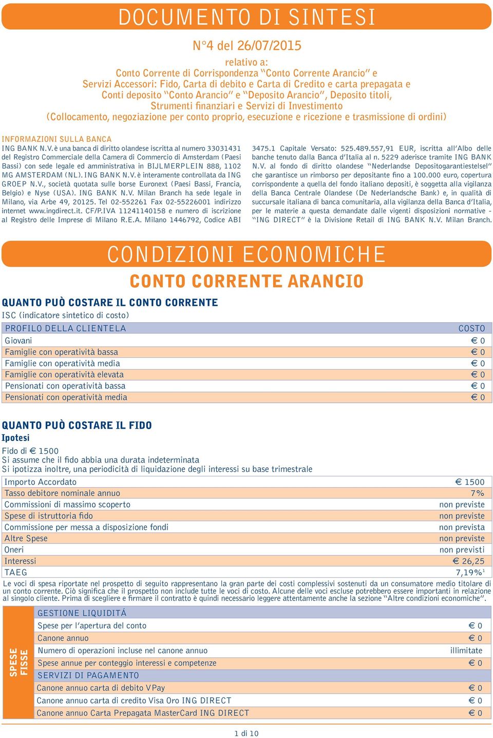 ordini) INFORMAZIONI SULLA BANCA ING BANK N.V.