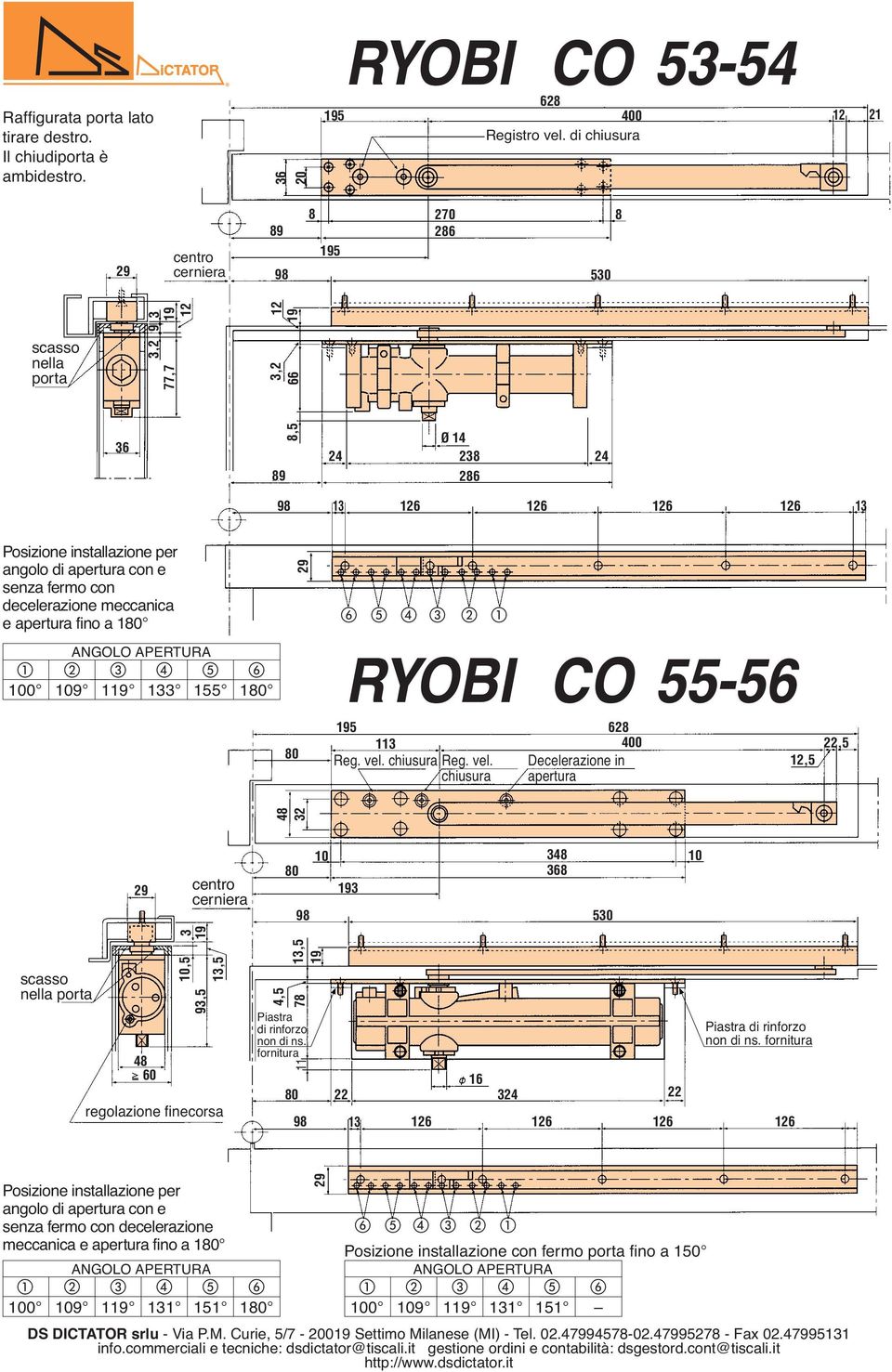 fino a 0 9 1 1 151 Piastra di rinforzo 4 60 4 6,5 9,5,5 2 (2) *2,5 16 0 Decelerazione in apertura 0 (14,5) 56,5,5 Reg. vel.