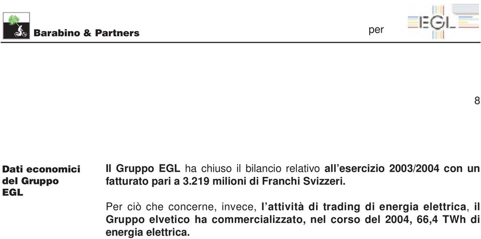 Per ciò che concerne, invece, l attività di trading di energia elettrica, il