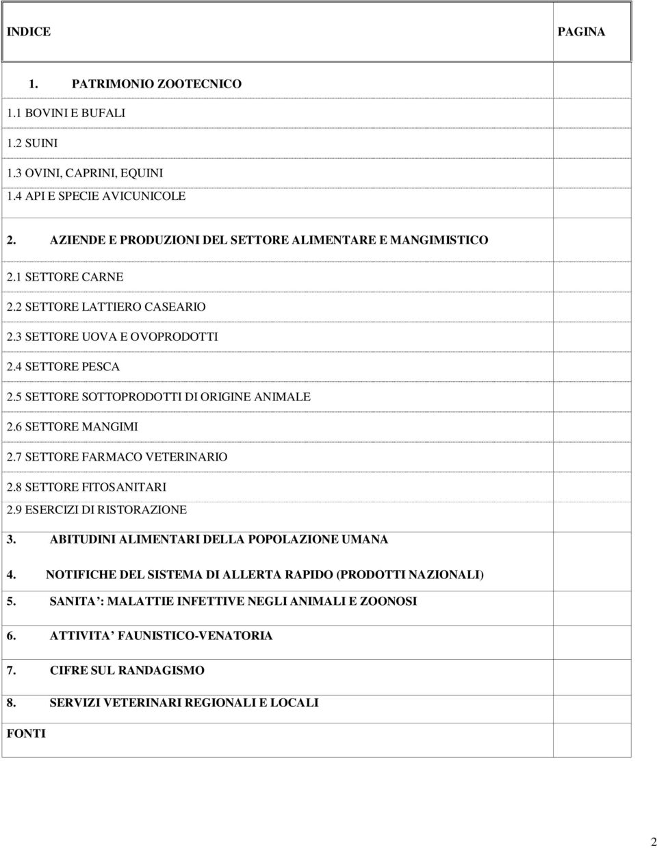 5 SETTORE SOTTOPRODOTTI DI ORIGINE ANIMALE 2.6 SETTORE MANGIMI 2.7 SETTORE FARMACO VETERINARIO 2.8 SETTORE FITOSANITARI 2.9 ESERCIZI DI RISTORAZIONE 3.