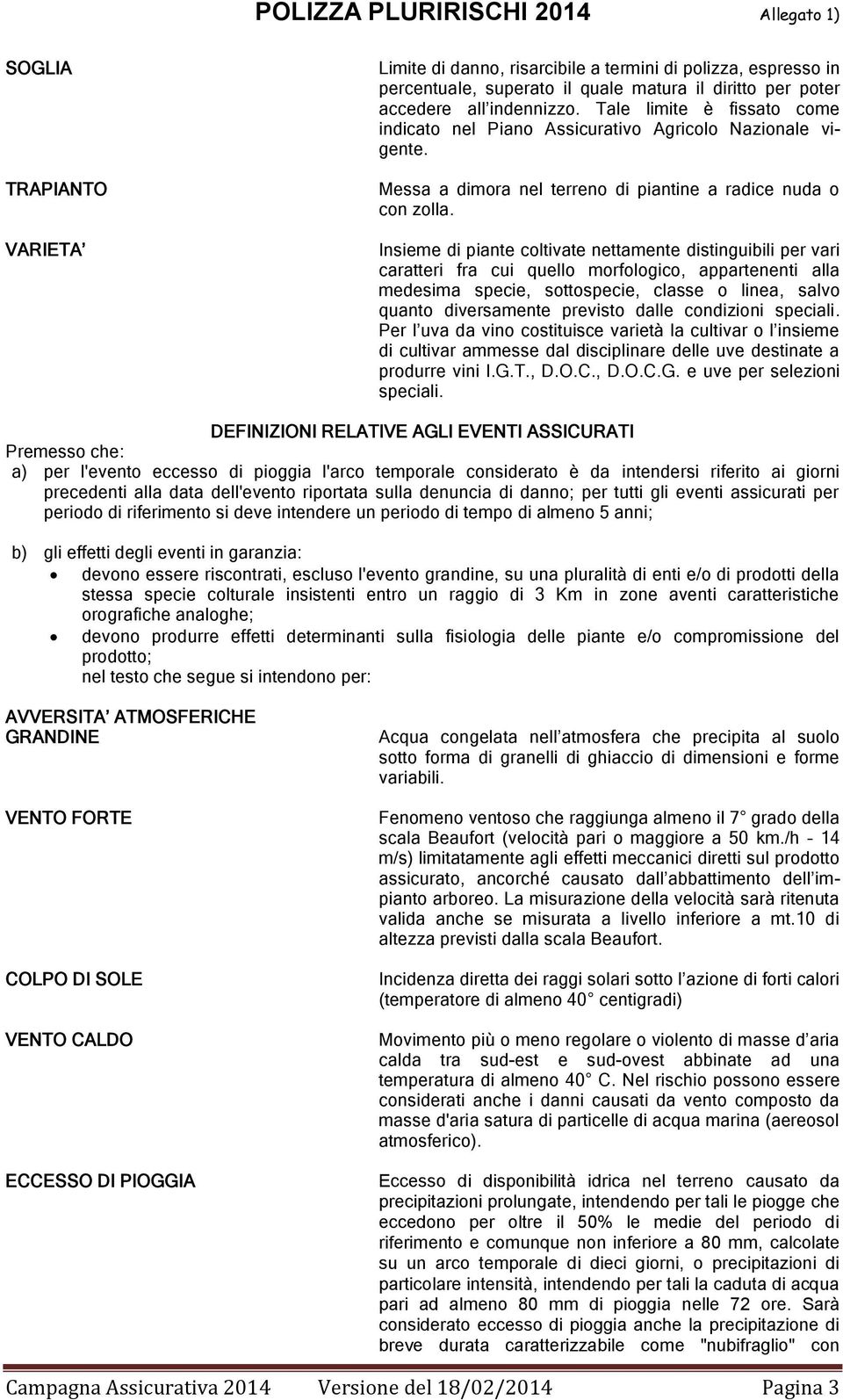 Insieme di piante coltivate nettamente distinguibili per vari caratteri fra cui quello morfologico, appartenenti alla medesima specie, sottospecie, classe o linea, salvo quanto diversamente previsto