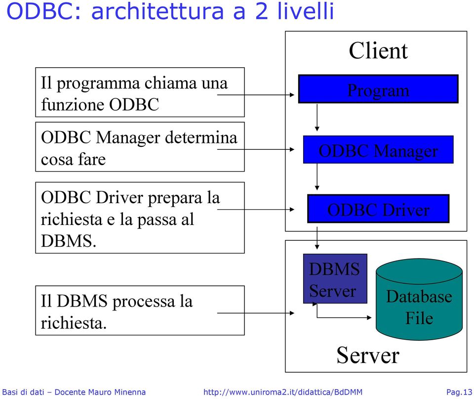 ODBC Driver prepara la richiesta e la passa al DBMS.