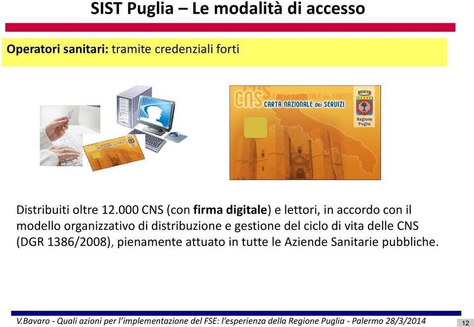 000 CNS (con firma digitale) e lettori, in accordo con il modello organizzativo