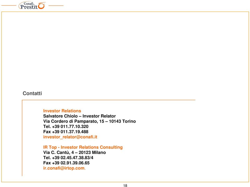 488 investor_relator@conafi.it IR Top - Investor Relations Consulting Via C.