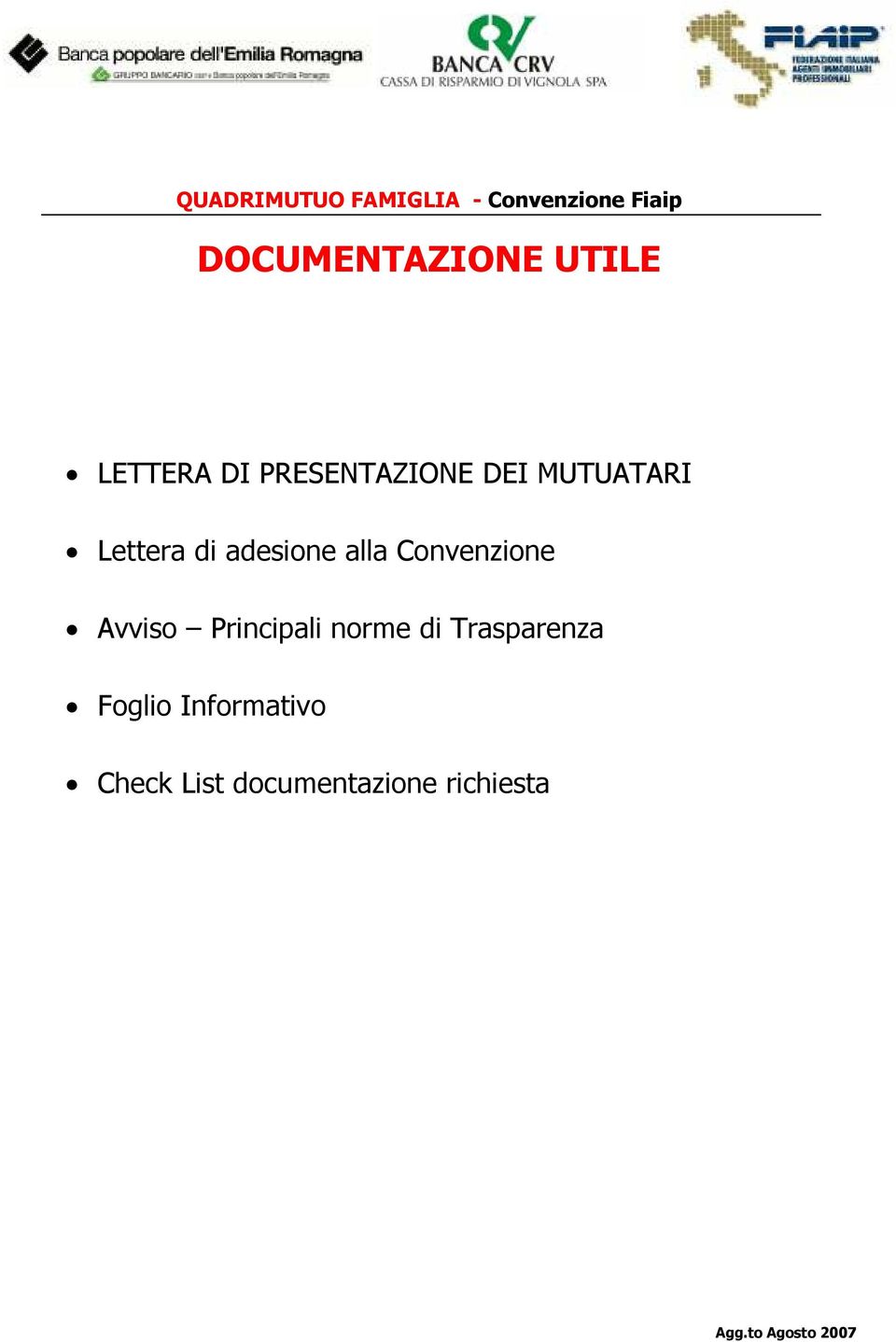 alla Convenzione Avviso Principali norme di Trasparenza Foglio