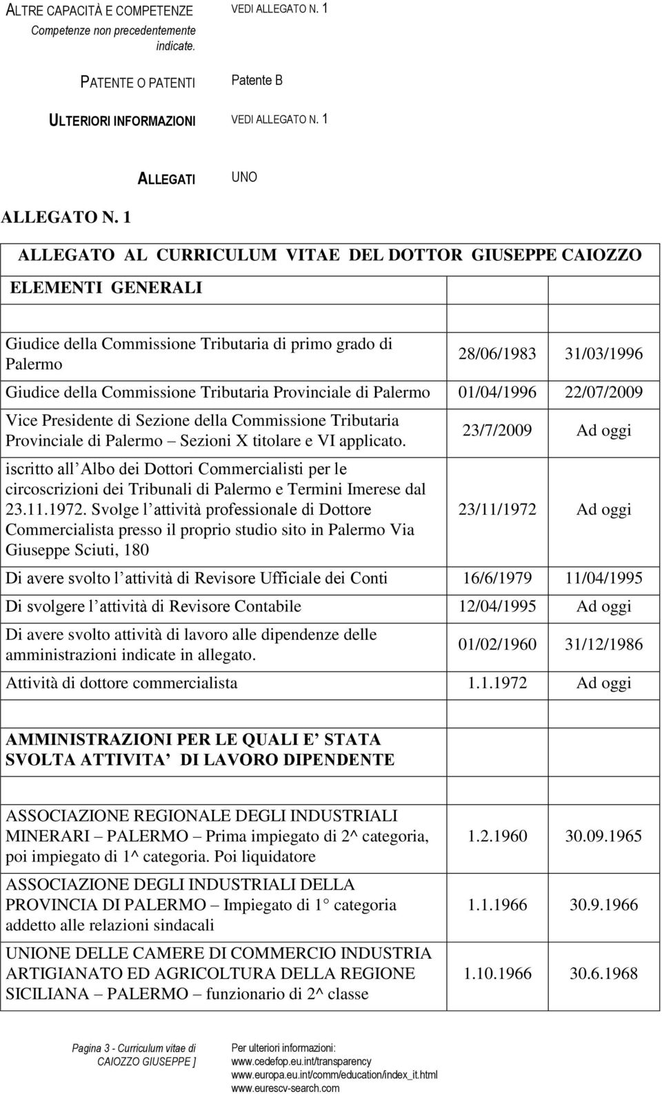 Provinciale di Palermo 01/04/1996 22/07/2009 Vice Presidente di Sezione della Commissione Tributaria Provinciale di Palermo Sezioni X titolare e VI applicato.