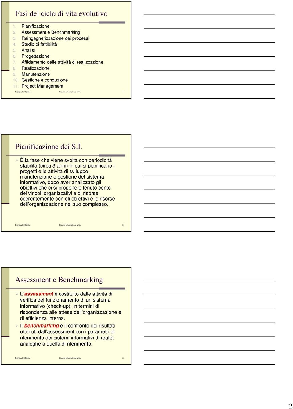 formativi su Web 4 Pianificazione dei S.I.