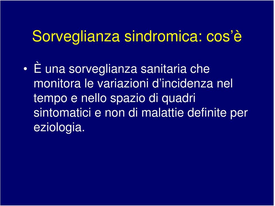 variazioni d incidenza nel tempo e nello