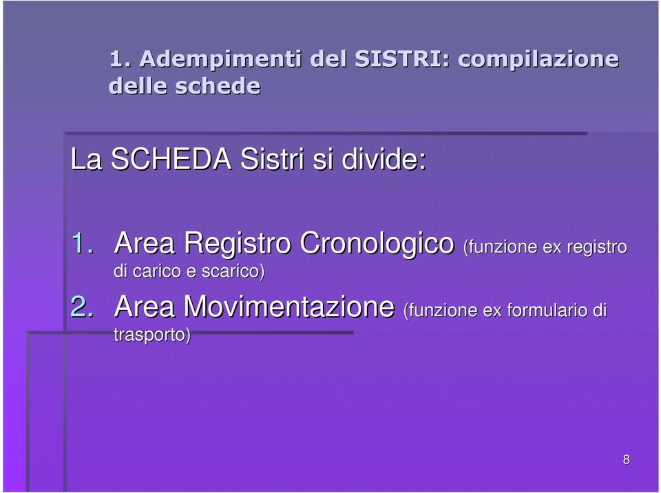 Area Registro Cronologico (funzione ex registro di