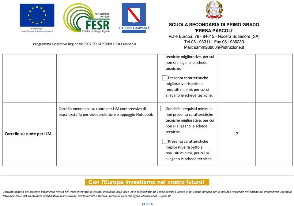 comprensivo di braccio/staffa per