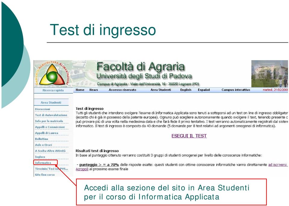 Area Studenti per il