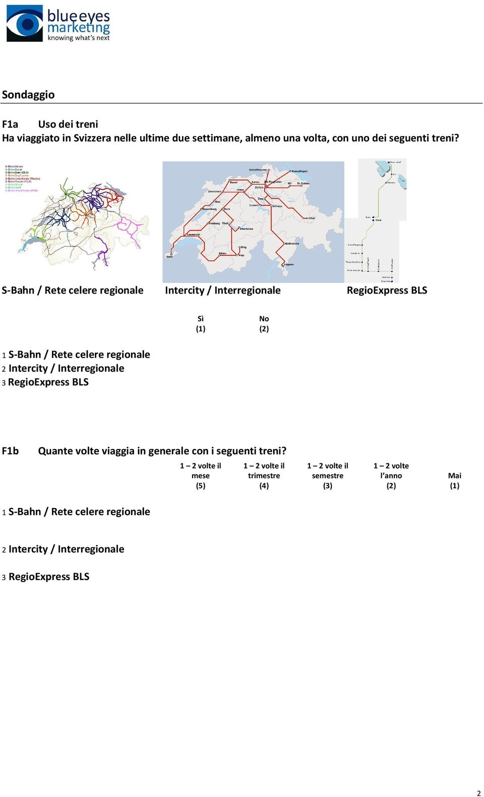 Interregionale 3 RegioExpress BLS F1b Quante volte viaggia in generale con i seguenti treni?