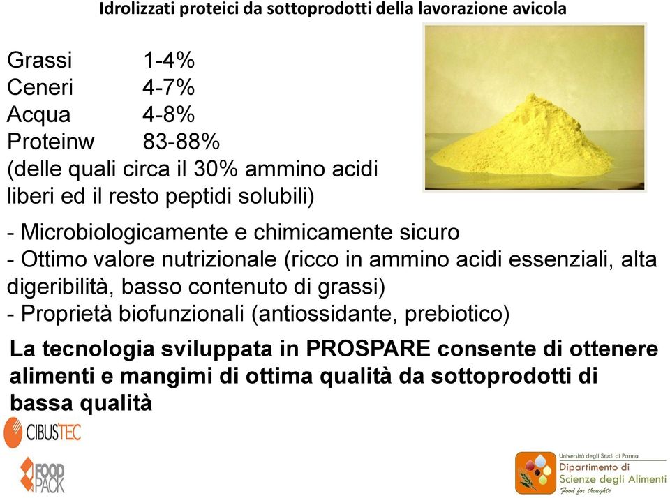 nutrizionale (ricco in ammino acidi essenziali, alta digeribilità, basso contenuto di grassi) - Proprietà biofunzionali
