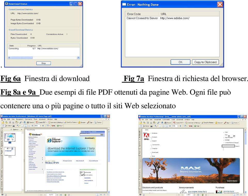 Fig 8a e 9a Due esempi di file PDF ottenuti da