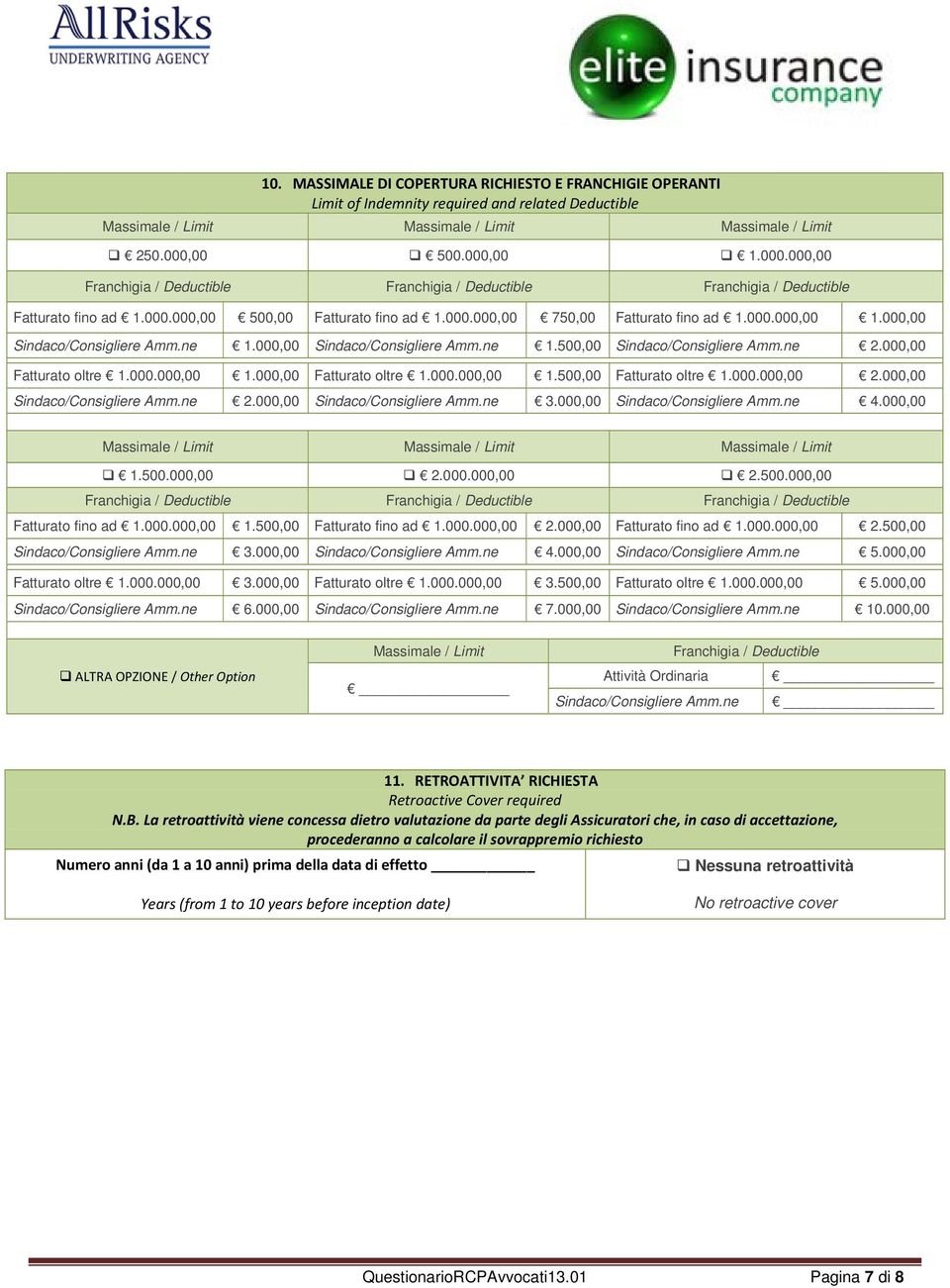 ne 1.000,00 Sindaco/Consigliere Amm.ne 1.500,00 Sindaco/Consigliere Amm.ne 2.000,00 Fatturato oltre 1.000.000,00 1.000,00 Fatturato oltre 1.000.000,00 1.500,00 Fatturato oltre 1.000.000,00 2.