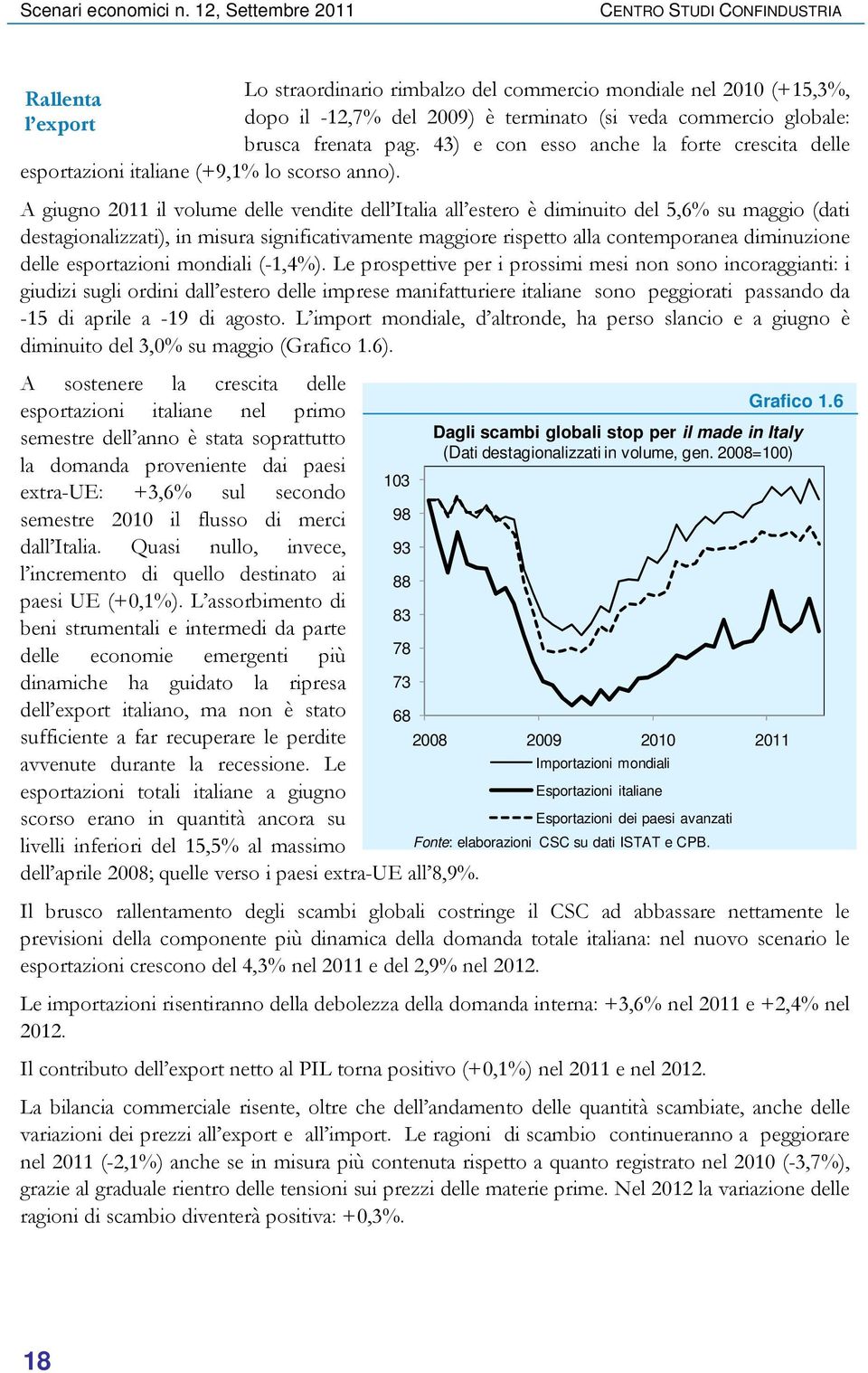 '0)%&#,,'&1% &#,& B *'#,%-&#,,&#,& Grafico 1.6 Dagli scambi globali stop per il made in Italy (Dati destagionalizzati in volume, gen.