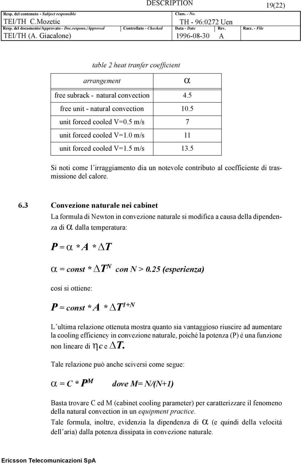 /Appoved Contollato - Checked 19(22) table 2 heat tanfe coefficient aangement Si noti come l iaggiamento dia un notevole contibuto al coefficiente di tasmissione del caloe.