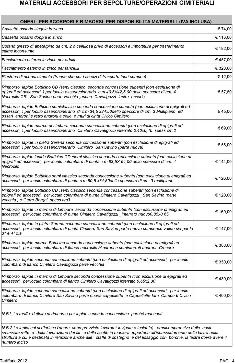 2 o cellulosa privo di accessori e imbottiture per trasferimento salme inconsunte Fasciamento esterno in zinco per adulti Fasciamento esterno in zinco per fanciulli 182,00 457,00 328,00 Piastrina di