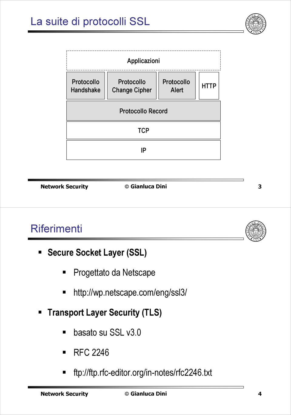 Layer (SSL) Progettato da Netscape http://wp.netscape.