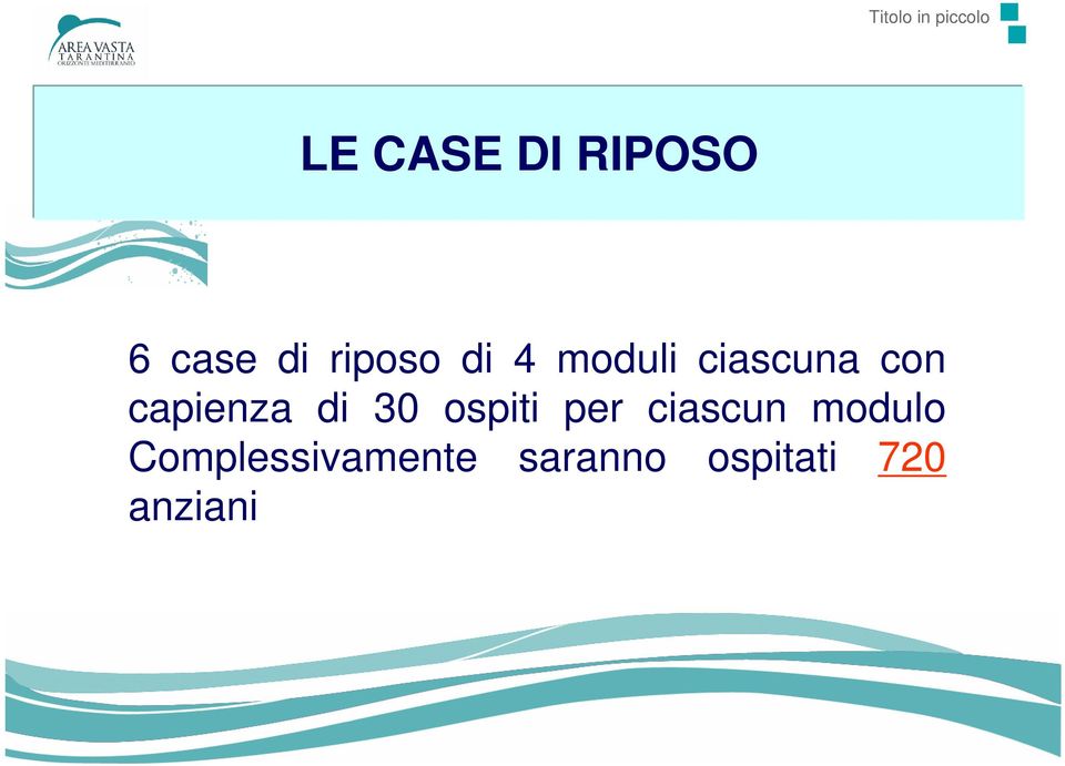 capienza di 30 ospiti per ciascun modulo