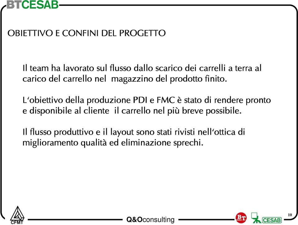 L obiettivo della produzione PDI e FMC è stato di rendere pronto e disponibile al cliente il