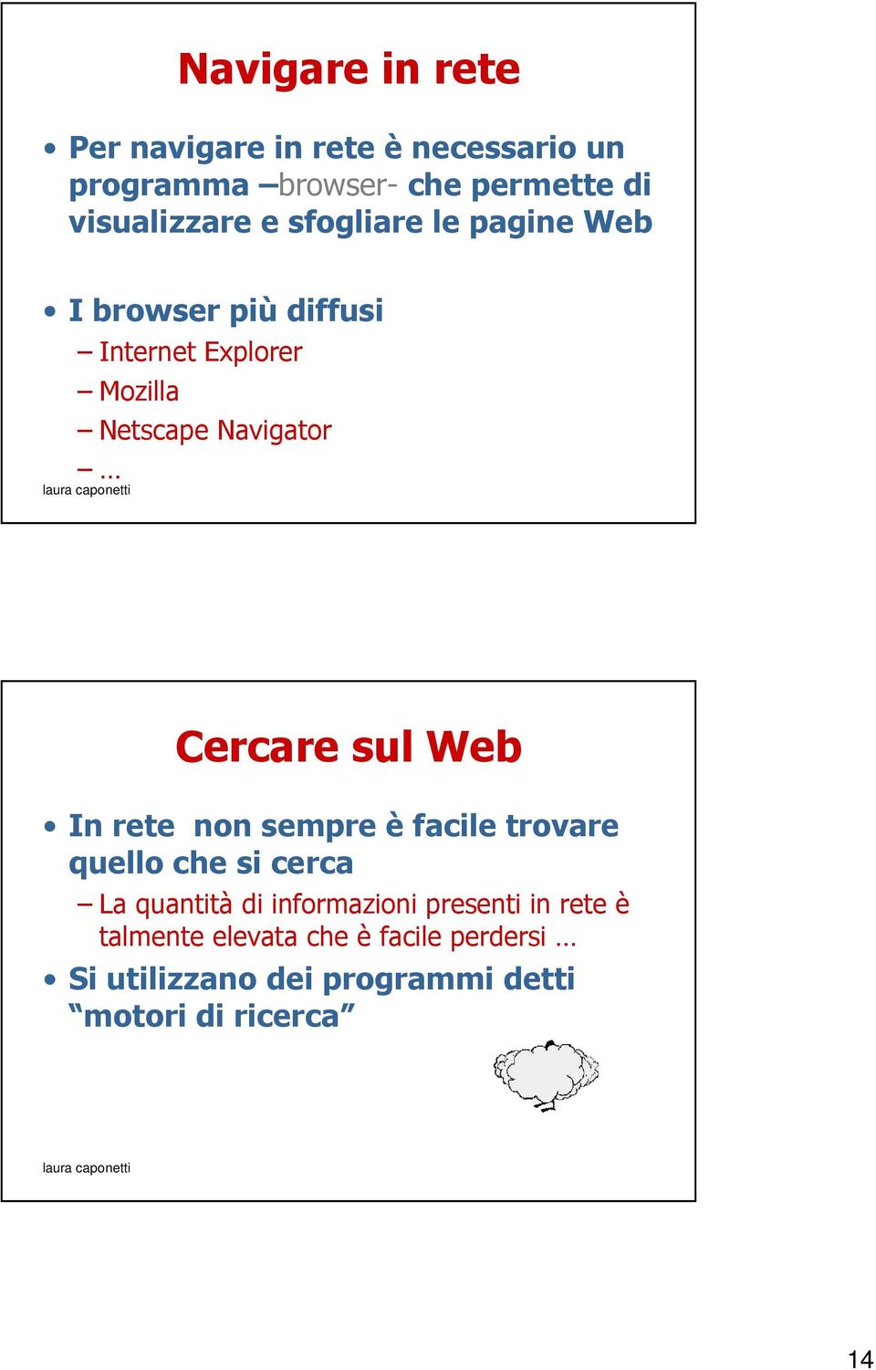 sul Web In rete non sempre è facile trovare quello che si cerca La quantità di informazioni presenti