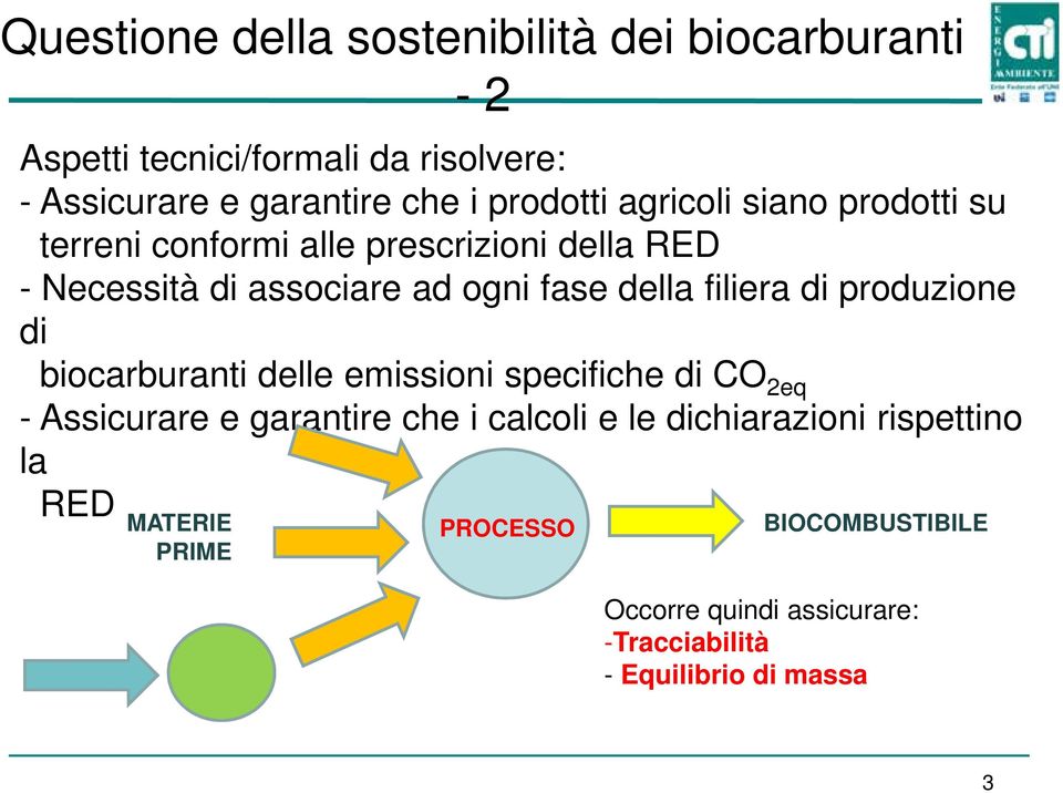 filiera di produzione di biocarburanti delle emissioni specifiche di CO 2eq - Assicurare e garantire che i calcoli e le