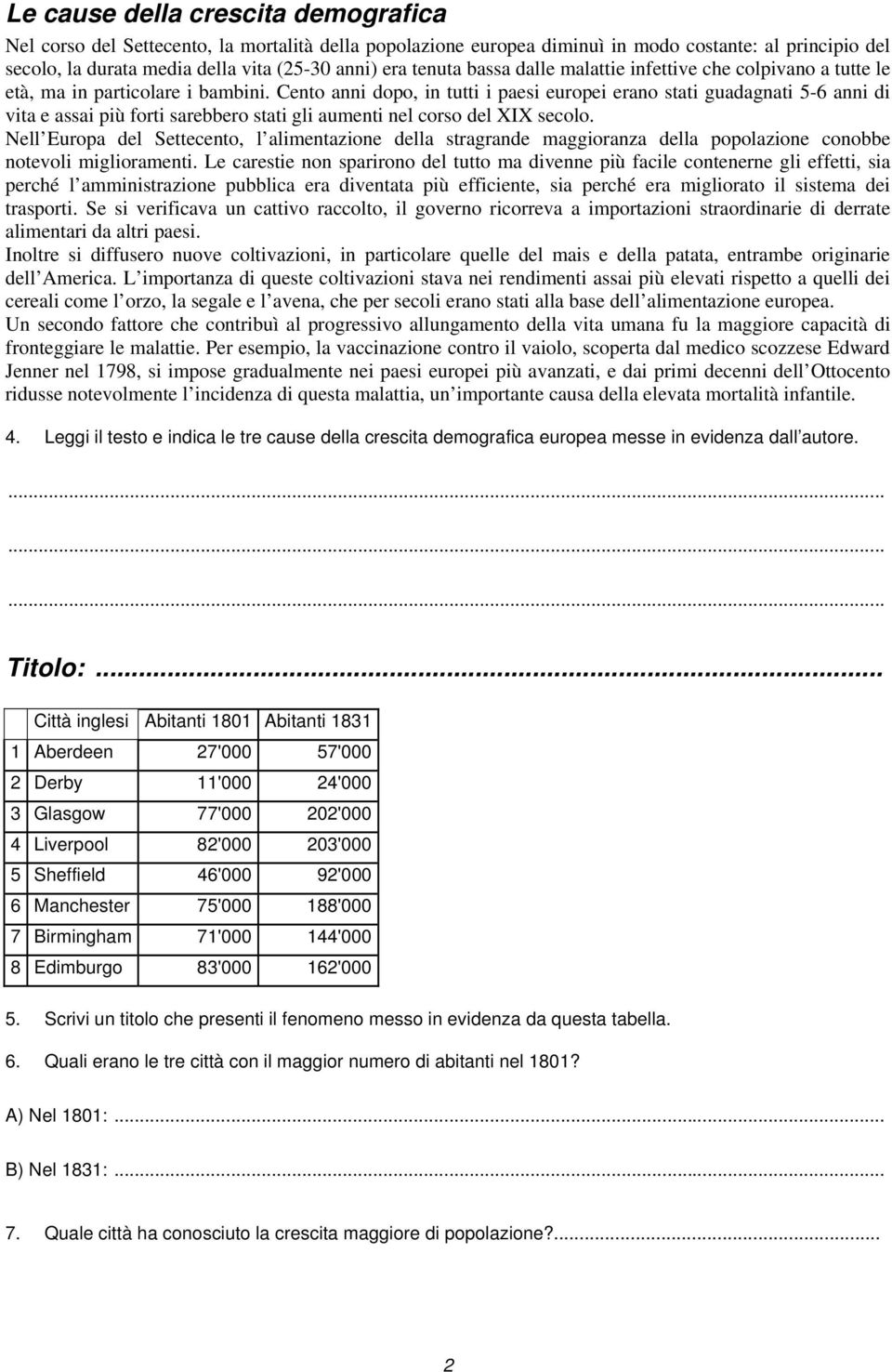 Cento anni dopo, in tutti i paesi europei erano stati guadagnati 5-6 anni di vita e assai più forti sarebbero stati gli aumenti nel corso del XIX secolo.