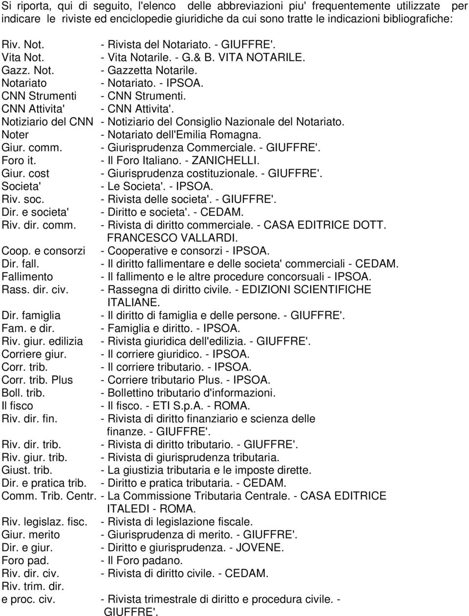 CNN Attivita' - CNN Attivita'. Notiziario del CNN - Notiziario del Consiglio Nazionale del Notariato. Noter - Notariato dell'emilia Romagna. Giur. comm. - Giurisprudenza Commerciale. - GIUFFRE'.