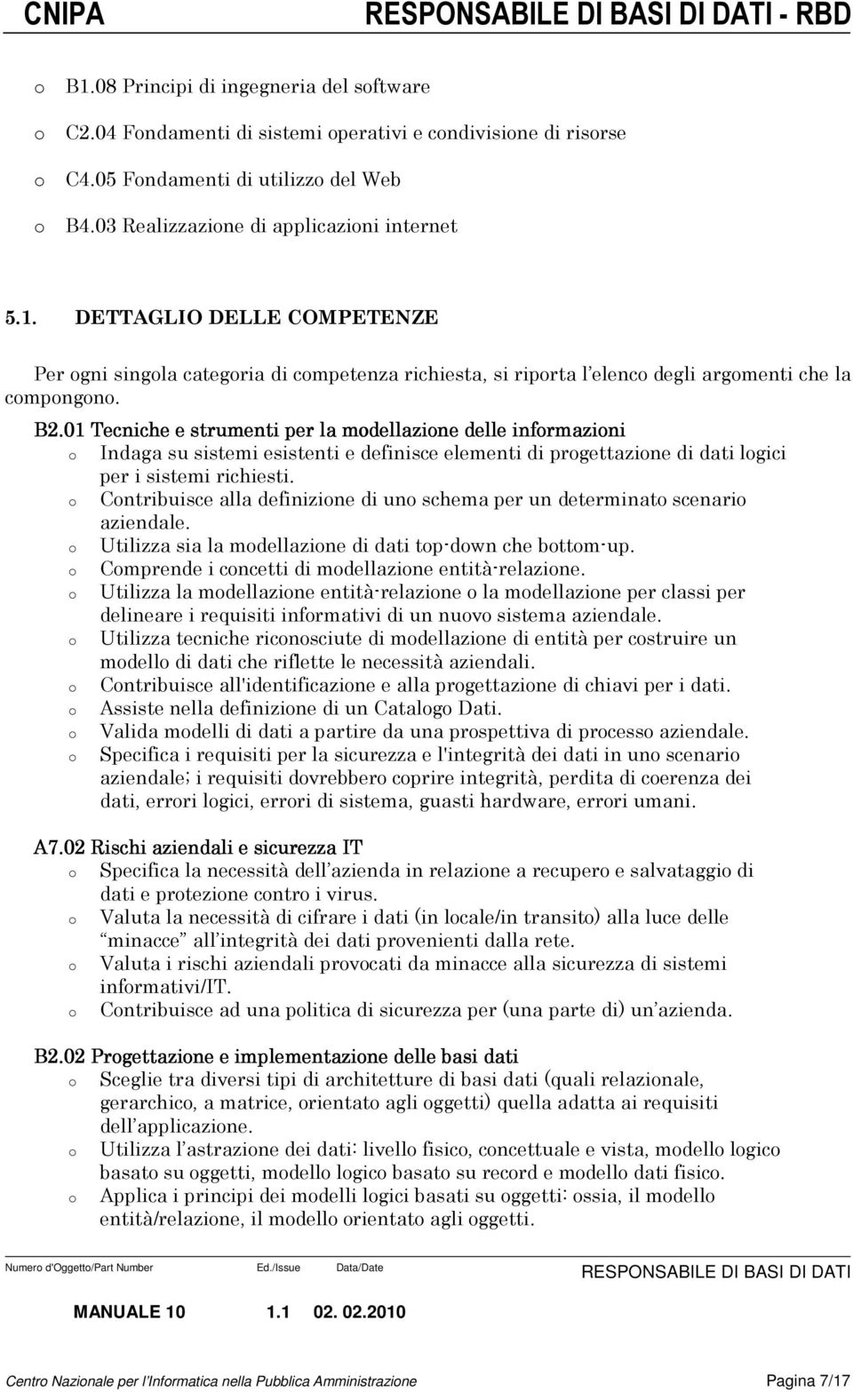 Cntribuisce alla definizine di un schema per un determinat scenari aziendale. Utilizza sia la mdellazine di dati tp-dwn che bttm-up. Cmprende i cncetti di mdellazine entità-relazine.