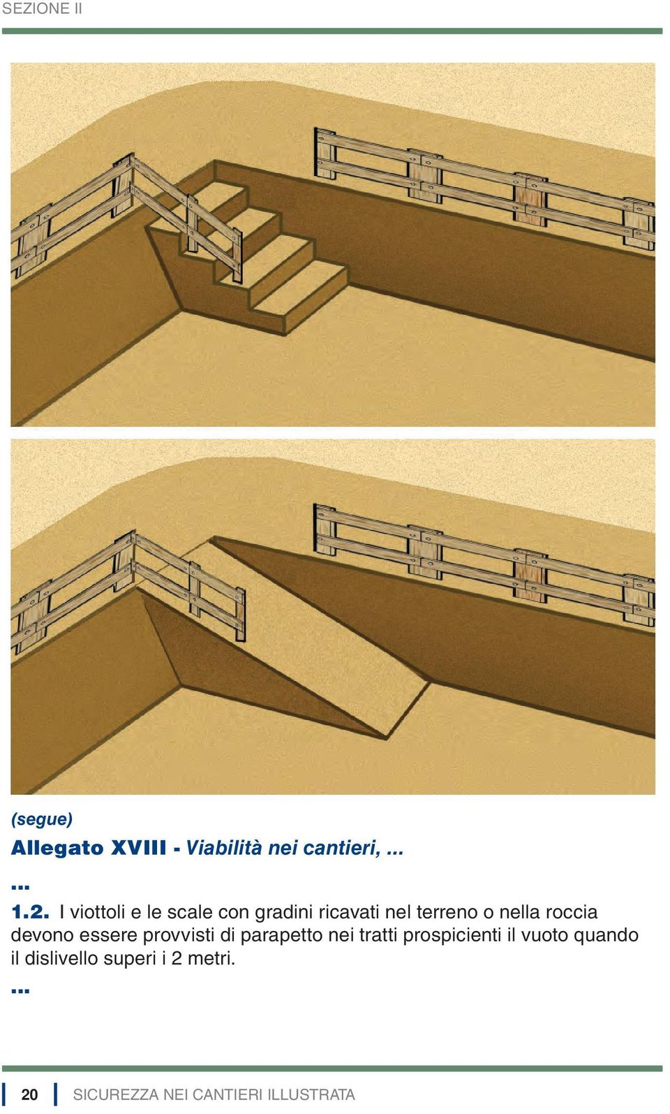 nella roccia devono essere provvisti di parapetto nei tratti