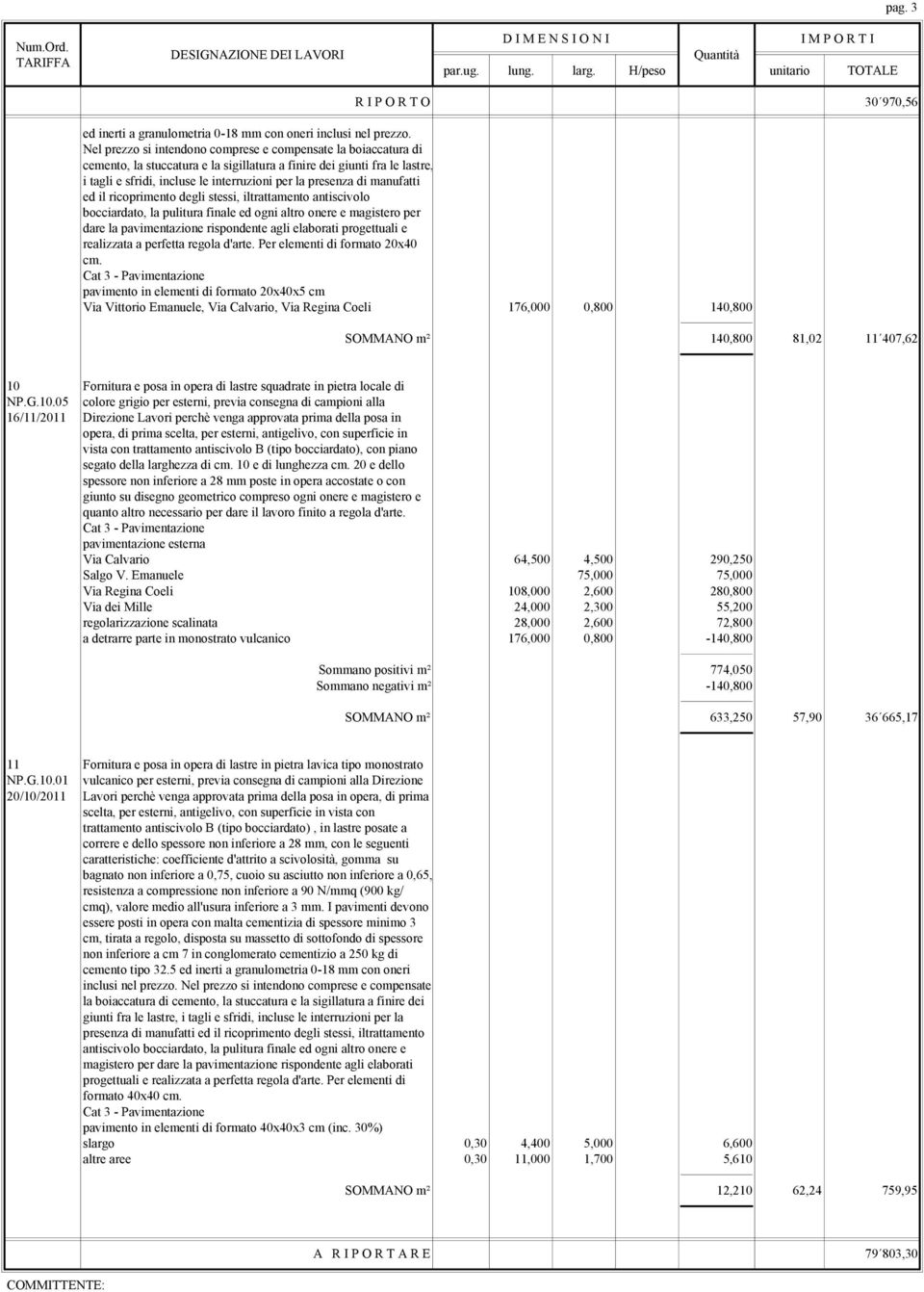 manufatti ed il ricoprimento degli stessi, iltrattamento antiscivolo bocciardato, la pulitura finale ed ogni altro onere e magistero per dare la pavimentazione rispondente agli elaborati progettuali