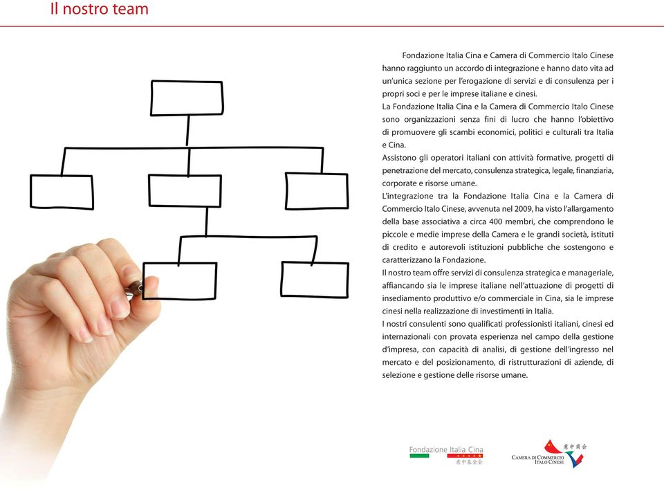 La Fondazione Italia Cina e la Camera di Commercio Italo Cinese sono organizzazioni senza fini di lucro che hanno l obiettivo di promuovere gli scambi economici, politici e culturali tra Italia e