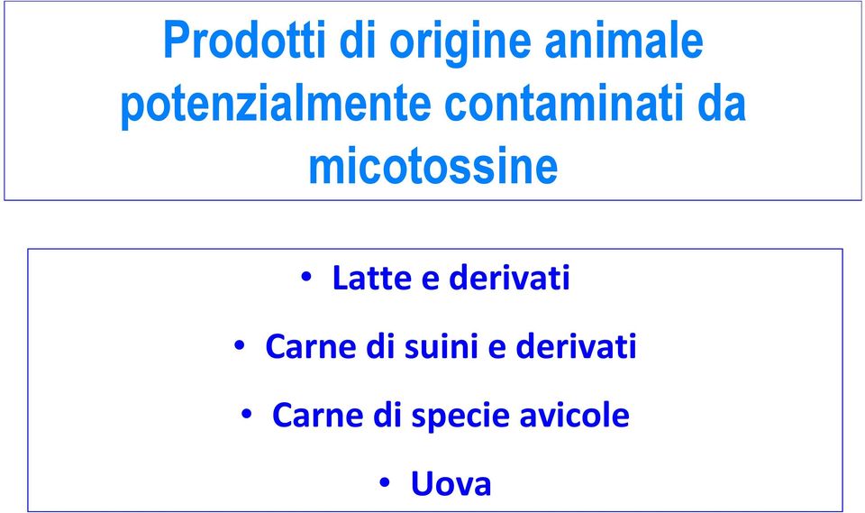 micotossine Latte e derivati Carne