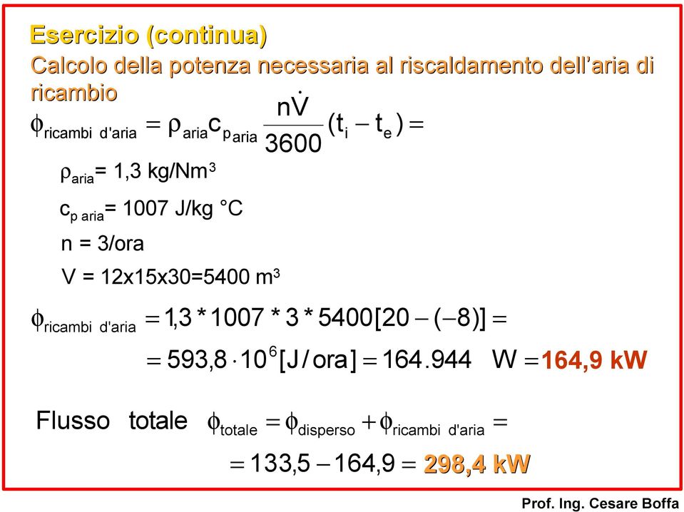 V 12x15x305400 m 3 1,3 *1007 * 3 * 5400[20 ( 8)] φ rcamb d'ara 6 593,8 10 [J/ ora]