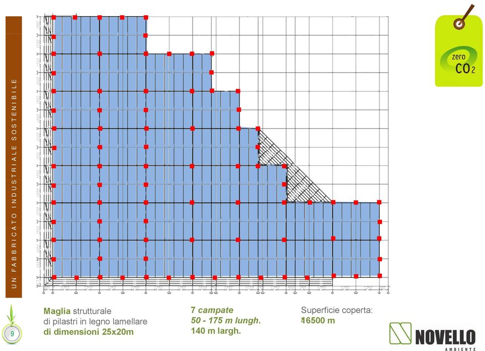 lamellare di dimensioni 25x20m 7 campate