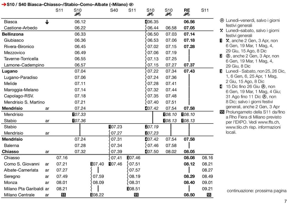 37 Lugano 07.04 i 07.22 07.34 07.43 Lugano-Paradiso 07.06 i 07.24 07.36 ƒ Melide 07.11 i 07.28 07.41 ƒ Maroggia-Melano 07.14 i 07.32 07.44 ƒ Capolago-RSV. 07.18 i 07.35 07.48 ƒ Mendrisio S.