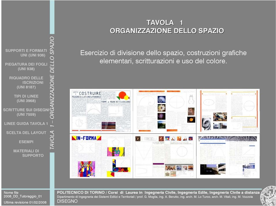 dello spazio, costruzioni grafiche