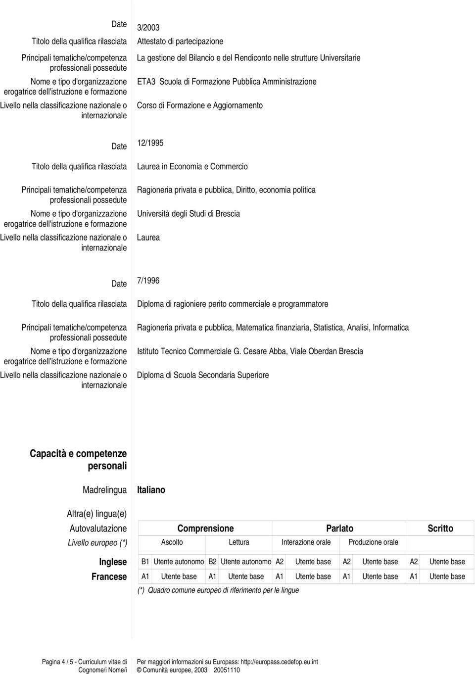 privata e pubblica, Matematica finanziaria, Statistica, Analisi, Informatica Istituto Tecnico Commerciale G.