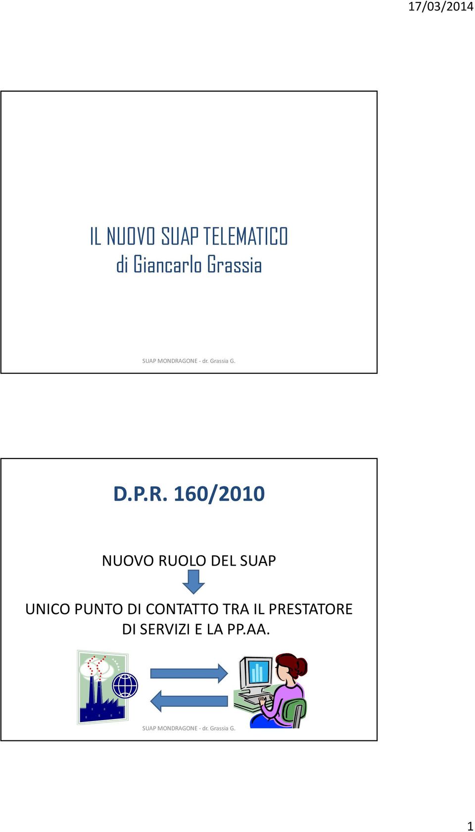 160/2010 NUOVO RUOLO DEL SUAP UNICO