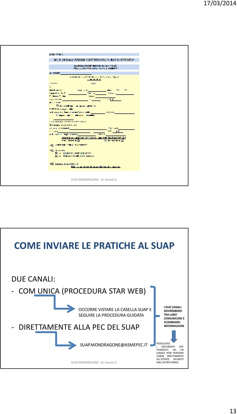 DOVREBBERO TRA LORO COMUNICARE E SCAMBIARSI INFORMAZIONI SUAP.MONDRAGONE@ASMEPEC.