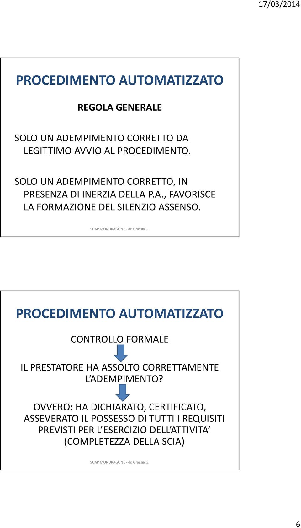 CONTROLLO FORMALE IL PRESTATORE HA ASSOLTO CORRETTAMENTE L ADEMPIMENTO?