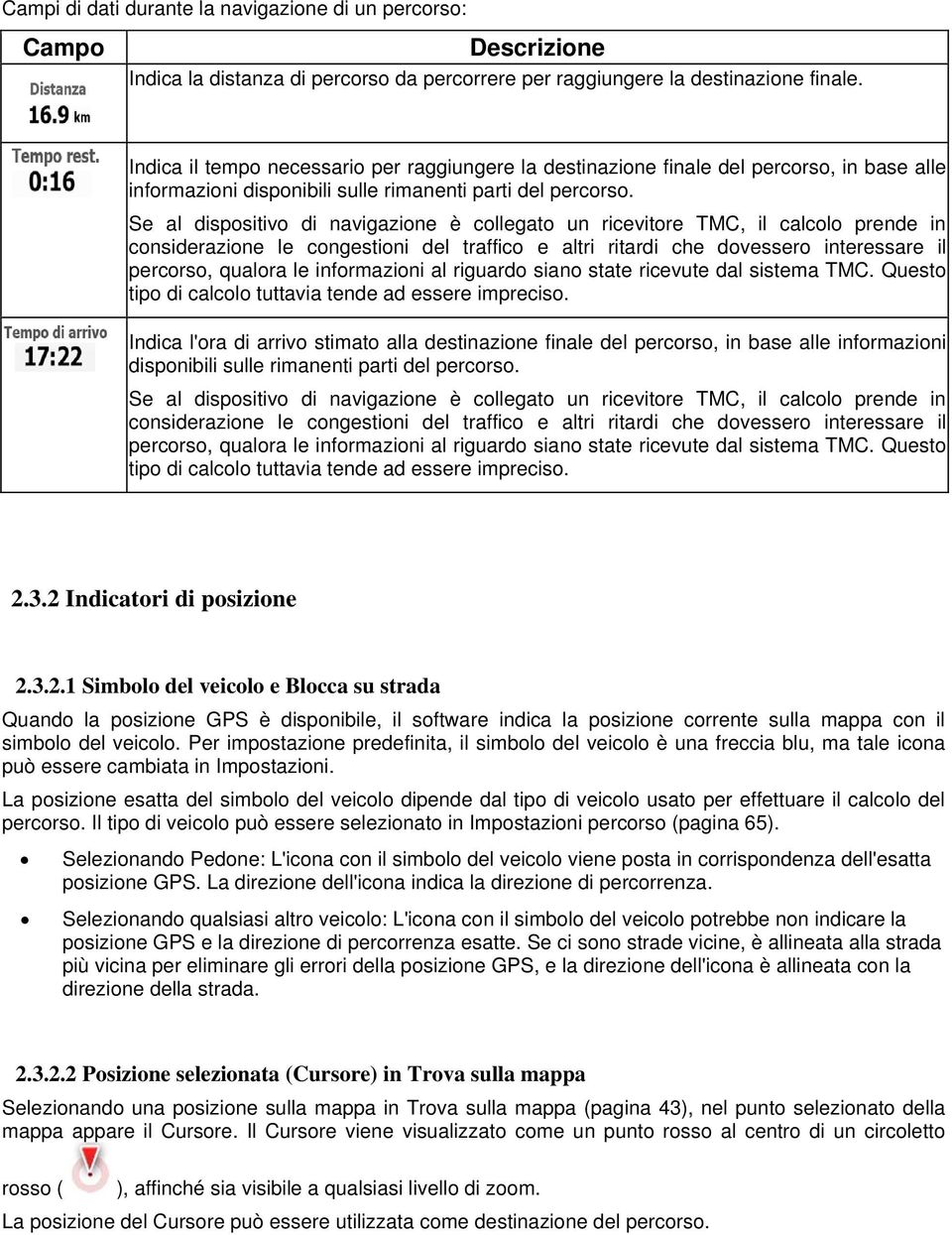 Se al dispositivo di navigazione è collegato un ricevitore TMC, il calcolo prende in considerazione le congestioni del traffico e altri ritardi che dovessero interessare il percorso, qualora le