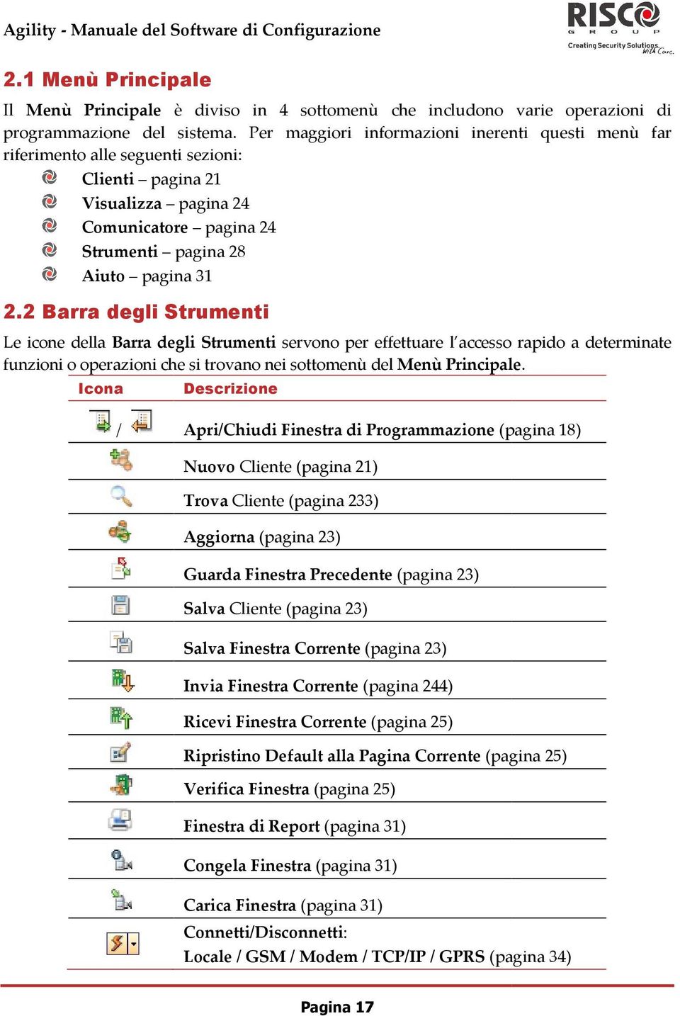 2 Barra degli Strumenti Le icone della Barra degli Strumenti servono per effettuare l accesso rapido a determinate funzioni o operazioni che si trovano nei sottomenù del Menù Principale.